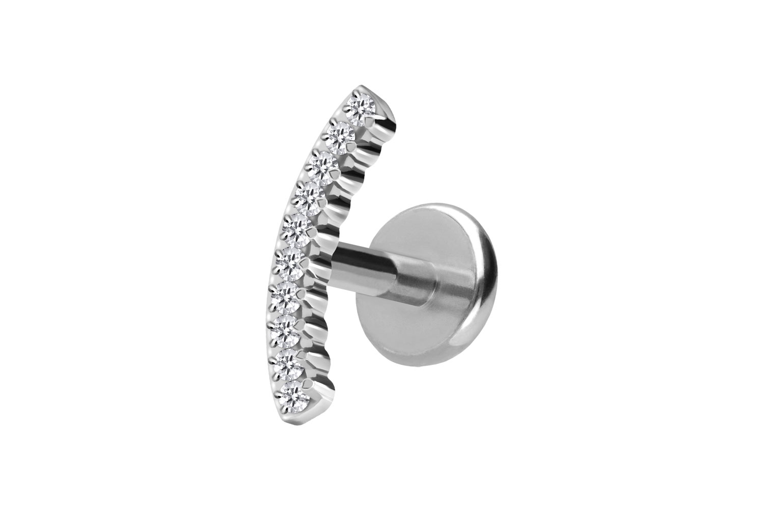 Titan Labret Piercing mit Push Fit KRISTALLBOGEN